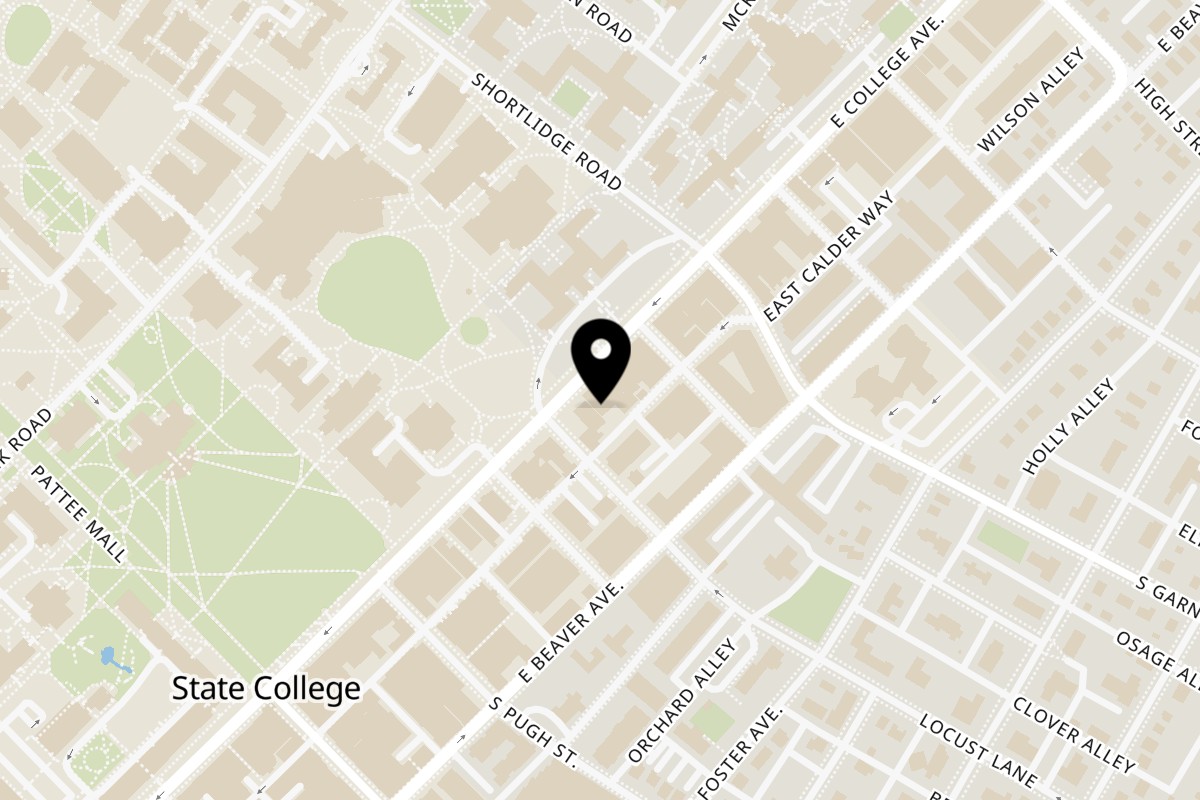Map showing the location of Yallah Taco on 310 E College Ave in State College